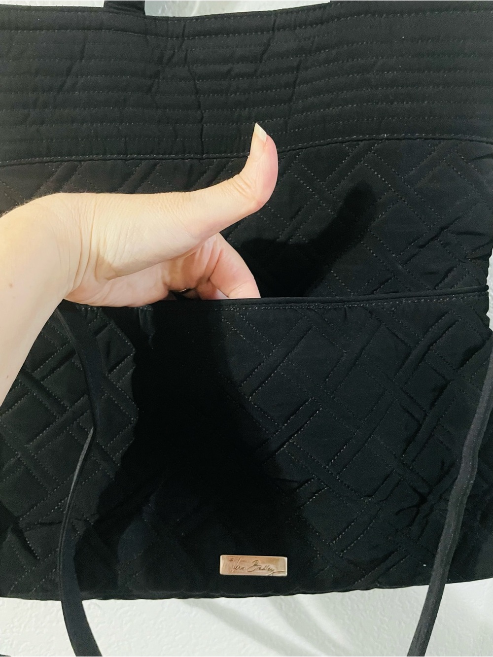 Vera Bradley Black Quilted Convertible Shoulder Bag - Picture 2 of 5